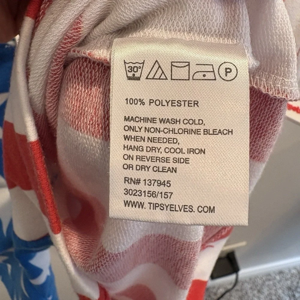 Tipsy Elves MEN'S Sz M‎ USA Hooded Fleece Patriotic American Flag Jumpsuit